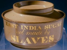סוכר ממזרח הודו עם הכיתוב: לא יוצר ע"י עבדים